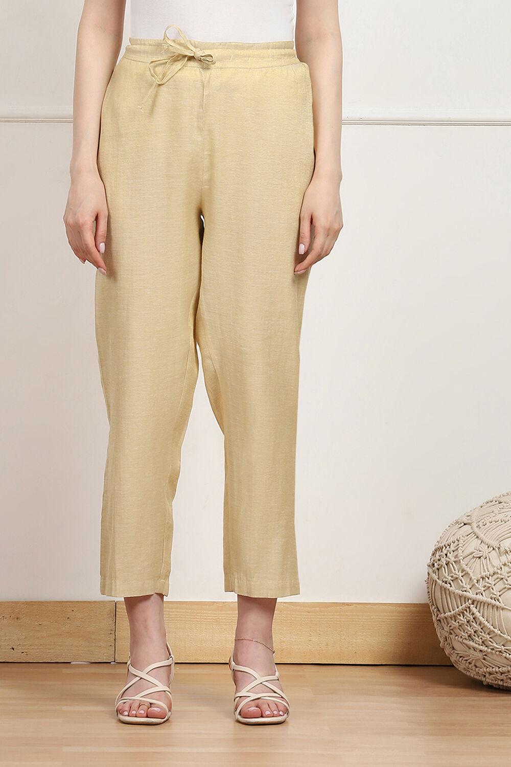 Beige Cotton Pants image number 4