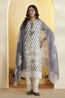 Blue Printed Cotton Straight Kurta Set