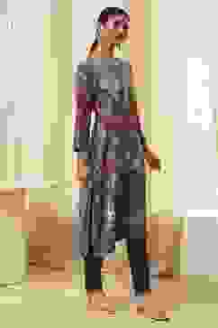 Red and Blue Printed Straight Kurta image number 4