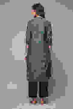 Teal Viscose Straight Printed Kurta image number 2