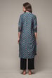 Teal Viscose Straight Printed Kurta image number 2