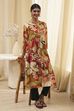 Rust Printed Straight Kurta image number 0