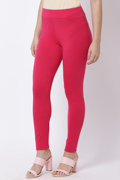 Off White Cotton Lycra Leggings image number 2