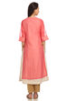 Coral A-Line Art Silk Yarndyed Kurta image number 4