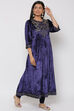 Navy Blue Viscose A-Line Kurta Churidar Suit Set image number 5