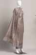Dusty Mauve Banarasi Chanderi Banarasi Print Unstitched Suit Set image number 4