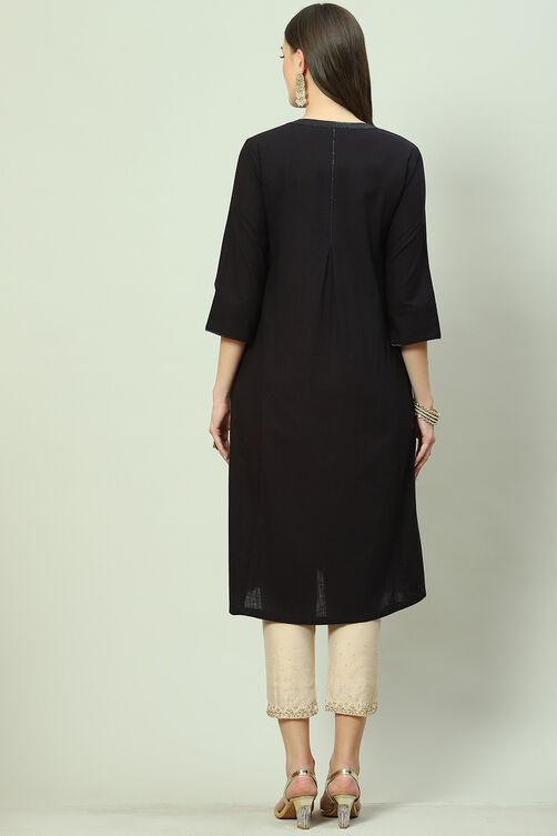 Blue Cotton Solid Kurti image number 4