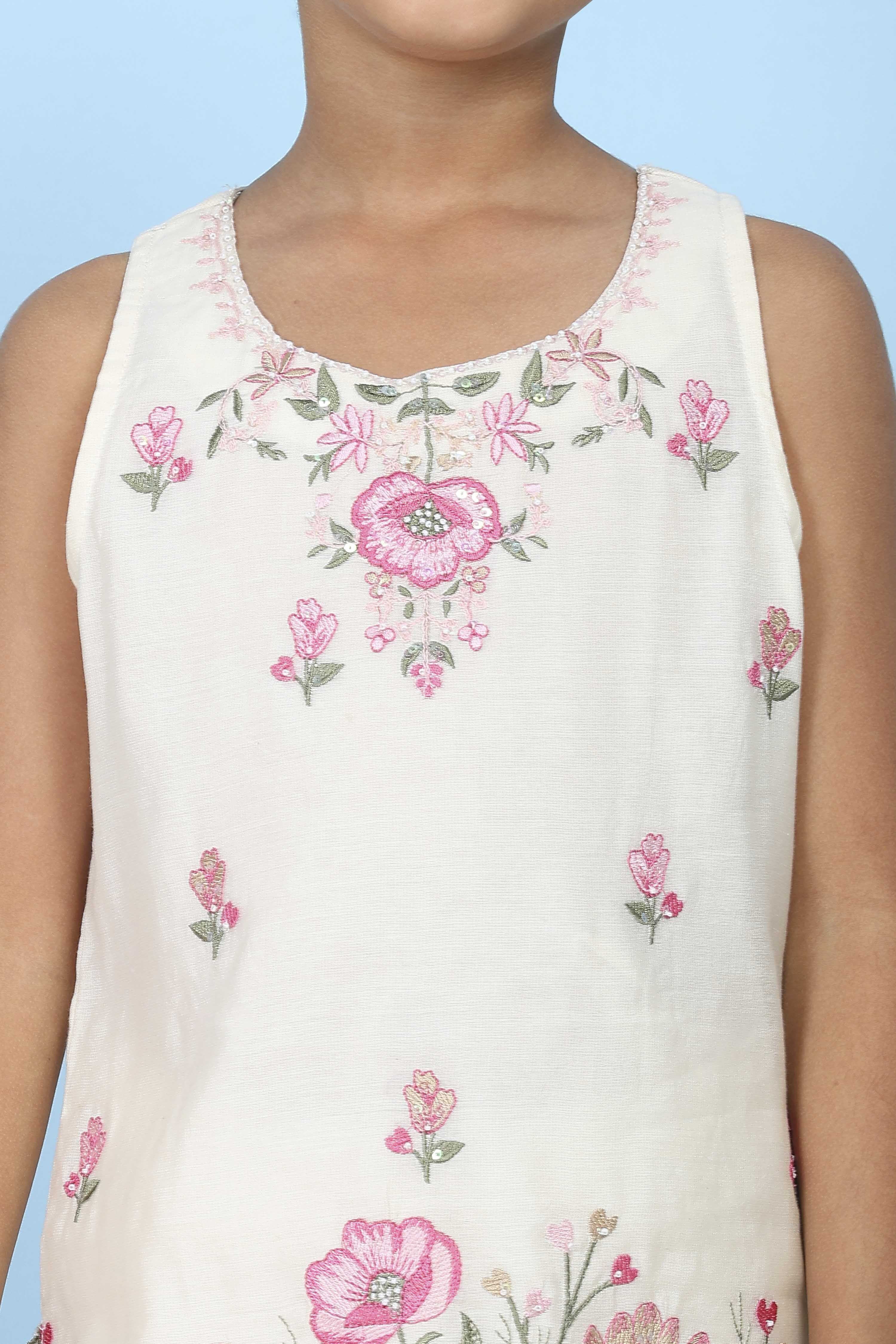 White Poly Chanderi Solid Straight Suit Set image number 1