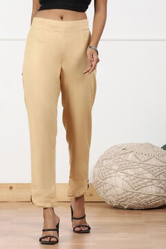 Beige Viscose Blend Pants image number 4