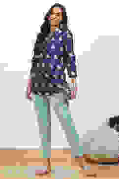 Sky Blue Cotton Solid Regular Pants image number 0