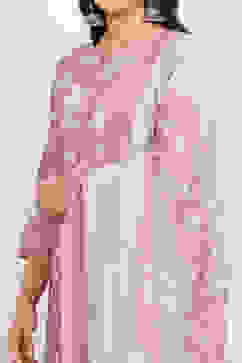 Purple Cotton Screen Print Unstitched Suit Set image number 2