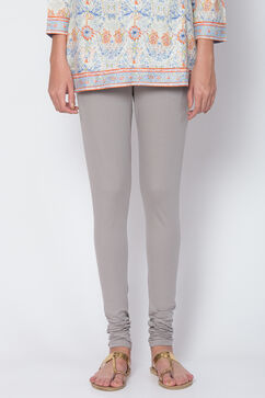 M Grey Cotton Blend Dyed Churidar image number 1