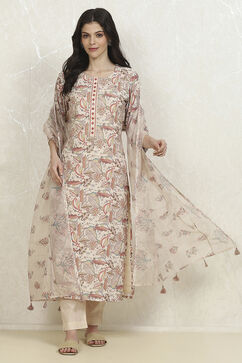 Military Green Cotton Unstitched Suit Set image number 1