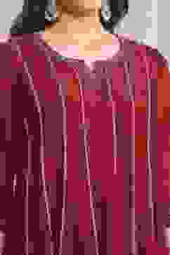 Red Chanderi Kalidar Dyed Suit Set image number 1