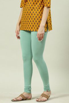 Sea Foam Cotton Blend Solid Churidar image number 0
