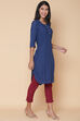 Blue Cotton Solid Kurti image number 2