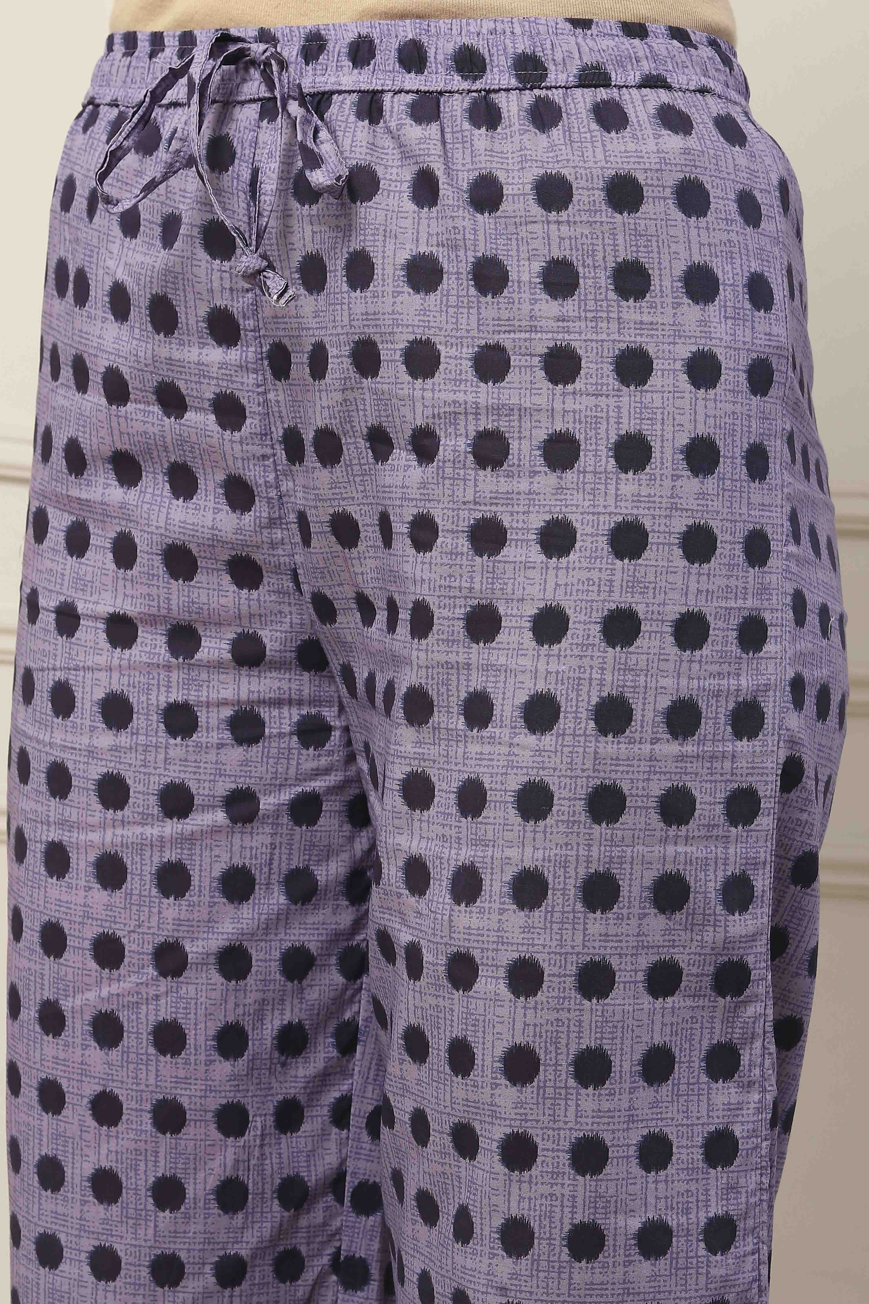 Blue Cotton Abstract Printed Straight Suit Set image number 2