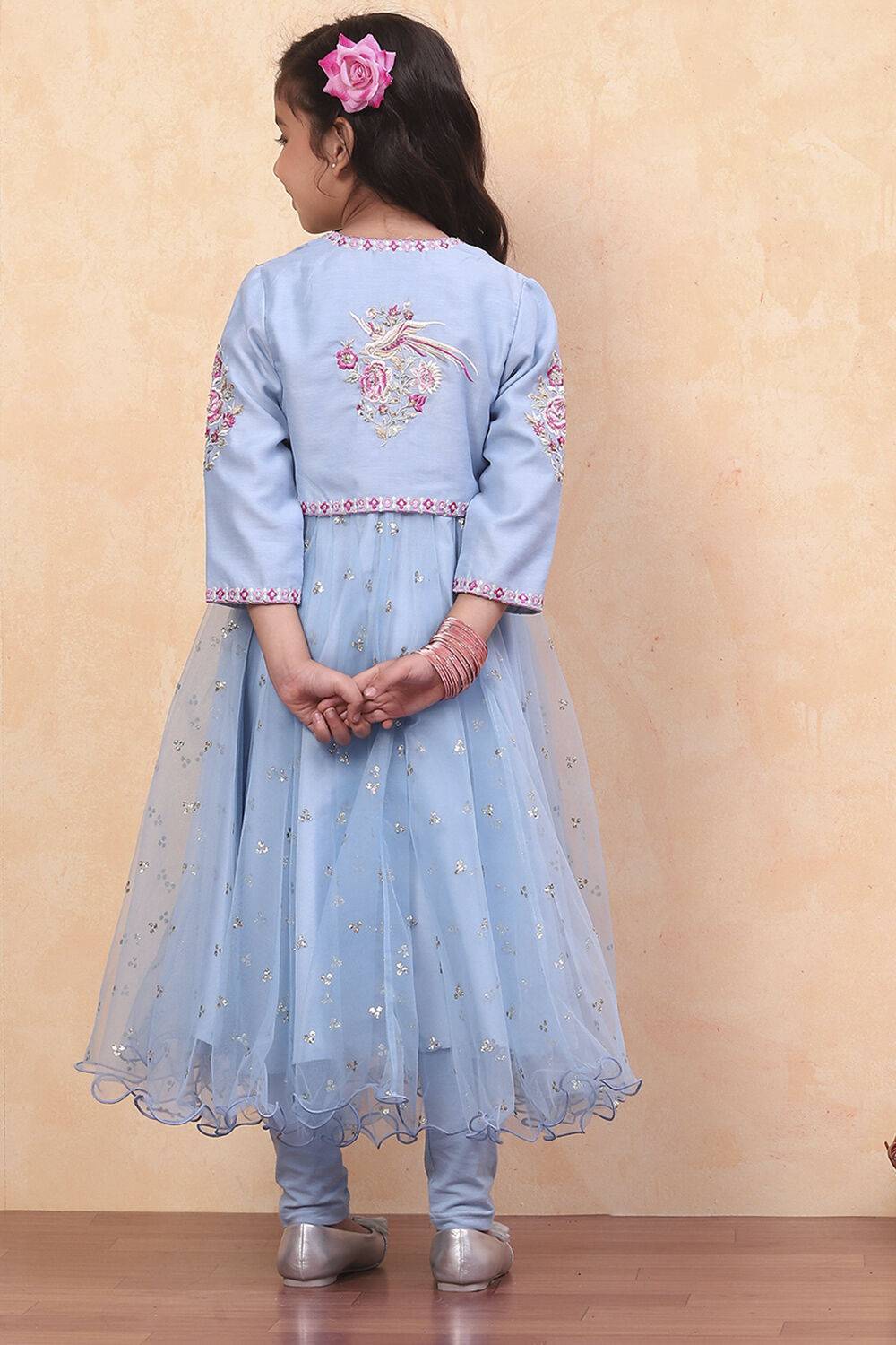 Blue Net Anarkali Suit Set image number 4