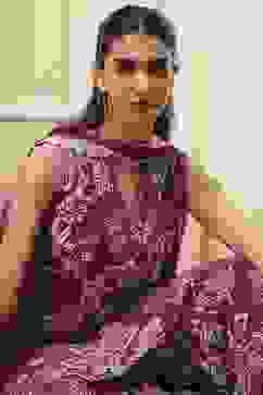 Berry Purple Cotton Floral Peplum Suit Set image number 7