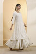 Off-White Viscose Rayon Straight Kurta