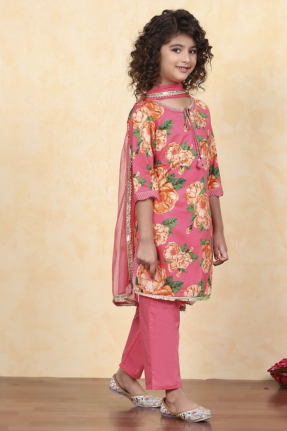 Blue Cotton Straight Printed Suit Set image number 5