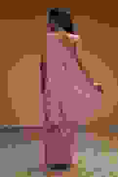 Pink Georgette Digital Printed Pre-Draped Saree image number 3