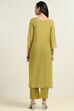 Dull Yellow Organza Machine Embroidered Unstitched Suit Set image number 4