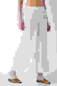 White Viscose Rayon Flared Palazzos image number 3