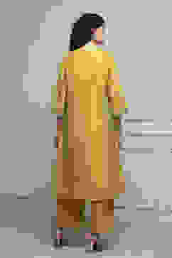 Lime Green Silk Chanderi Embroidered Dyed Straight Suit Set image number 4