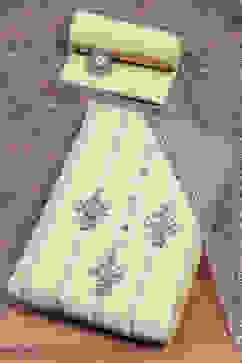 Beige Chanderi Unstitched Suit Set image number 0