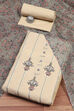 Beige Chanderi Unstitched Suit Set image number 0