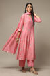 Powder Blue Cotton Blend Kalidar Kurta Palazzo Suit Set image number 6