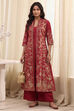 Green Maroon Polyester Straight Dress image number 0