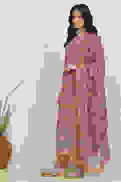 Pink Crepe Printed Unstitched Suit Set image number 4