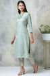 Brown Metallic Cotton Straight Kurta Pants Set image number 3