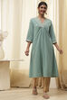 Dull Blue Pure Cotton Gathered Kurta image number 5