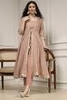 Old Rose Embroidered Anarkali Fusion Set