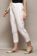 Rust Cotton Flax Slim Solid Pants image number 2