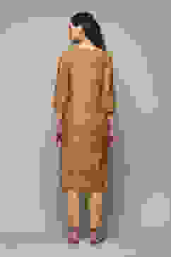 Gold Poly Viscose Straight Printed Kurta image number 4