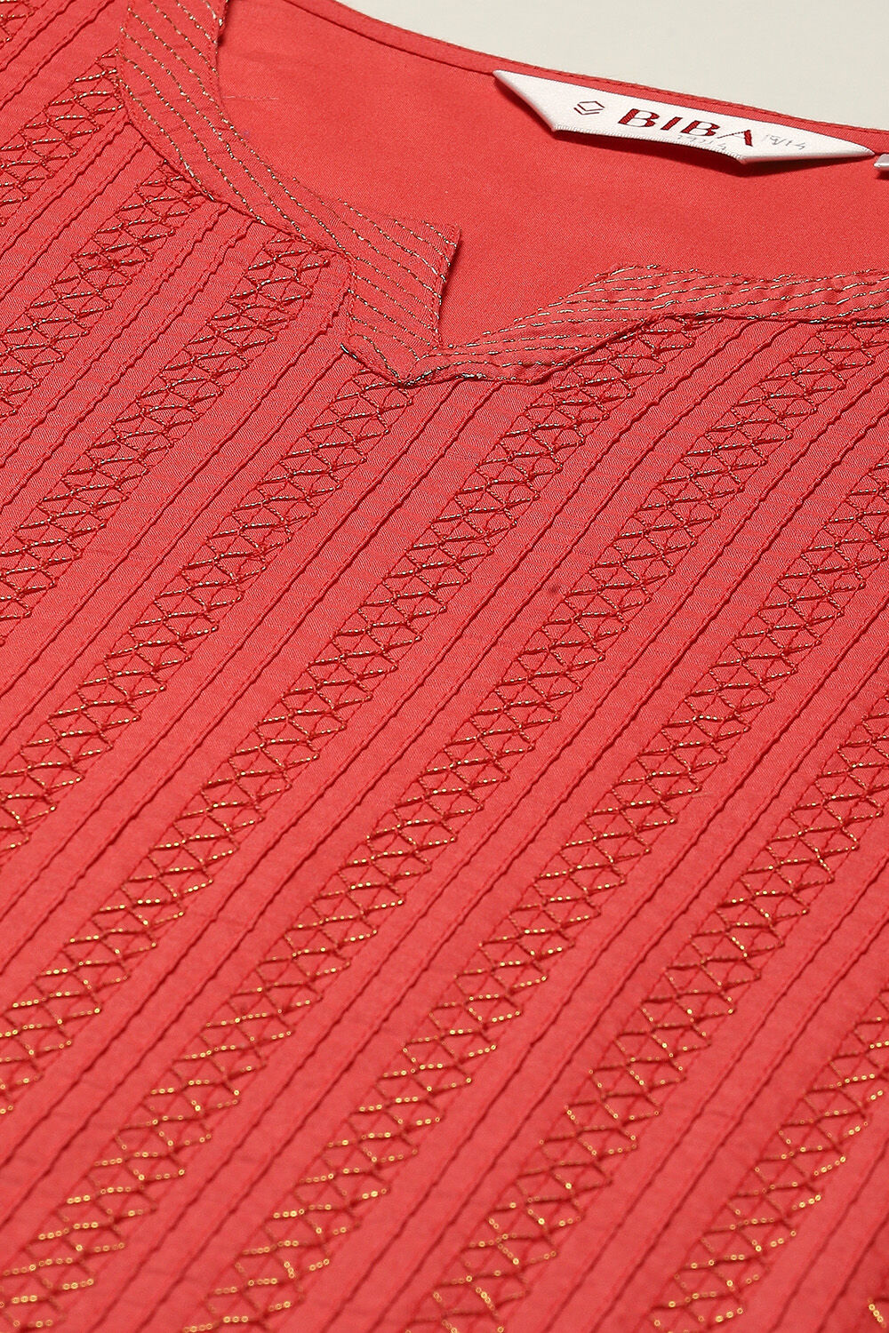 Off White Cotton Straight Kurta image number 1