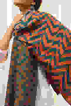 Navy & Orange Cotton Blend Dupatta image number 1