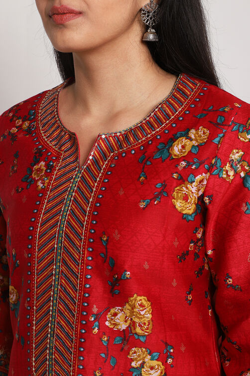 Mustard Cotton Straight Printed Kurta image number 1