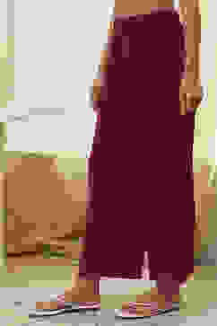 Red Solid Straight Palazzos image number 2