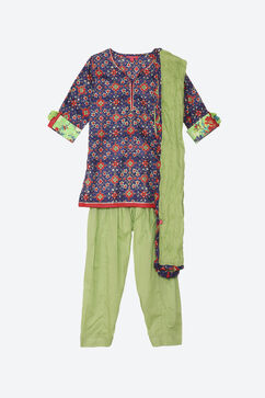 Purple Cotton Straight Kurta Salwar Suit Set image number 0