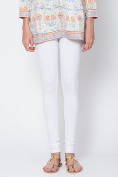 White Cotton Solid Churidar image number 1