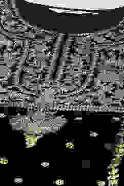 Black Poly Velvet Straight Printed Kurta image number 1