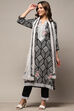 White Black Rayon Unstitched Suit Set image number 5