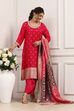 Pink Viscose Rayon Straight Suit Set image number 3