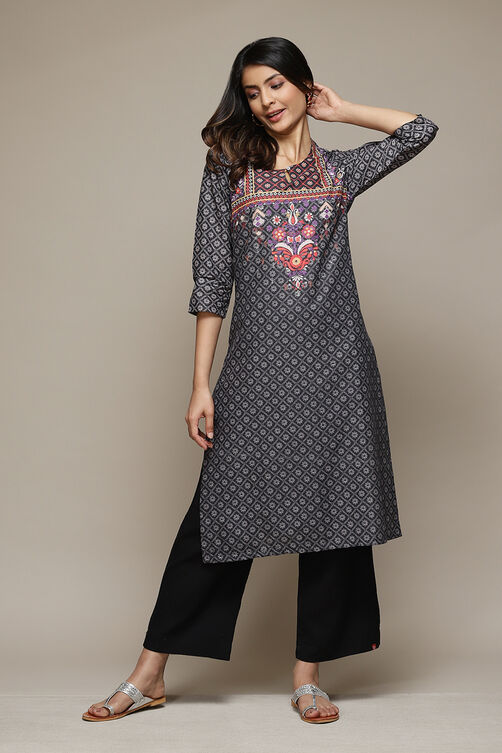 Cream Cotton Straight Printed Kurta image number 0