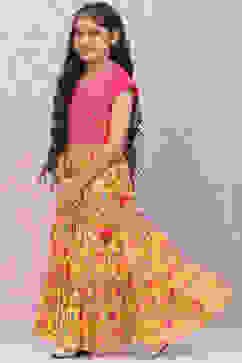 Yellow Cotton Lehenga Set image number 3